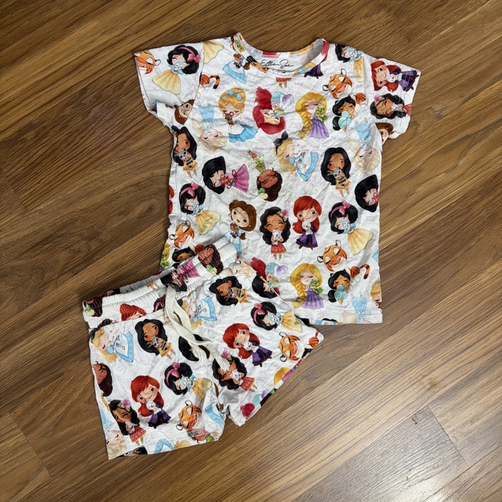 Ellie Sue Disney Toddler Girls 2T Princess 2pc Bamboo Pajamas Ariel Belle Moana